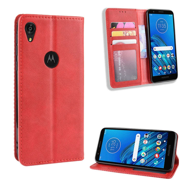 Magnetic Buckle Retro Crazy Horse Texture Horizontal Flip Leather Case for Motorola Moto E6,with ...