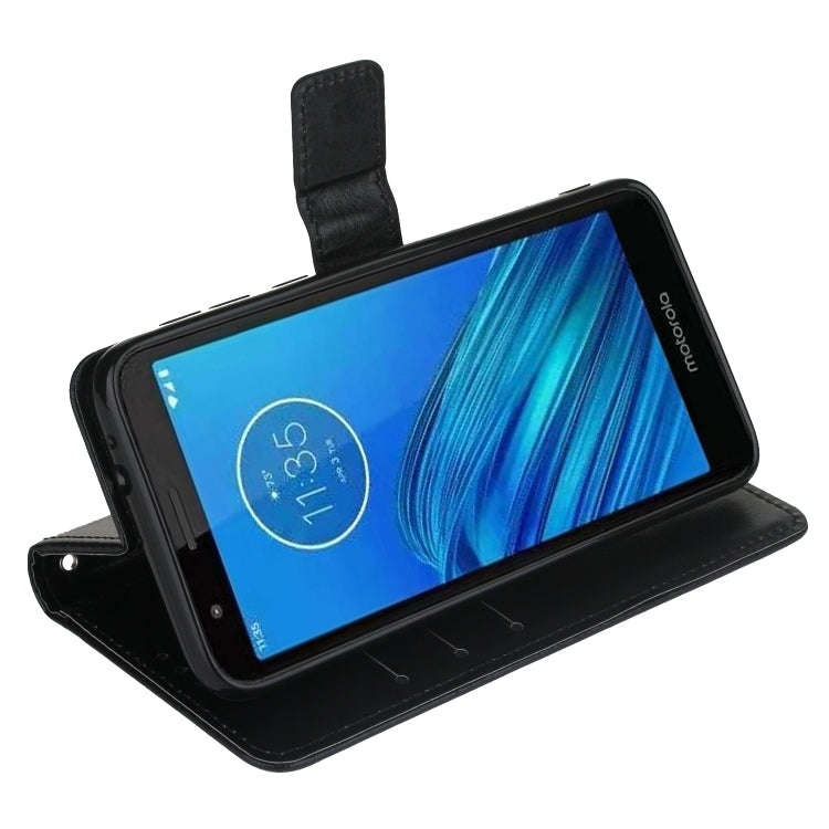 Retro Crazy Horse Texture Horizontal Flip Leather Case for Motorola Moto E6 , with Holder & Card ...