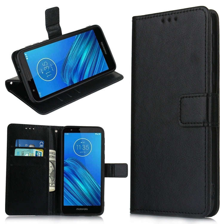 Retro Crazy Horse Texture Horizontal Flip Leather Case for Motorola Moto E6 , with Holder & Card ...