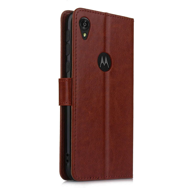 Retro Crazy Horse Texture Horizontal Flip Leather Case for Motorola Moto E6 , with Holder & Card ...
