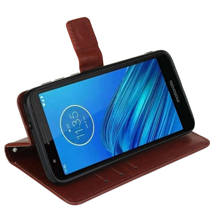 Retro Crazy Horse Texture Horizontal Flip Leather Case for Motorola Moto E6 , with Holder & Card ...
