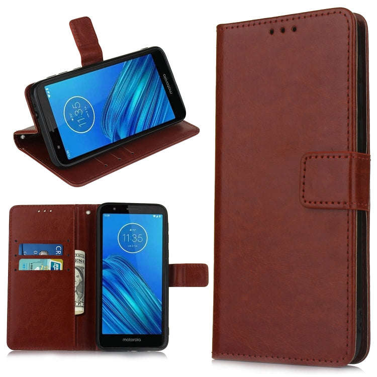 Retro Crazy Horse Texture Horizontal Flip Leather Case for Motorola Moto E6 , with Holder & Card ...