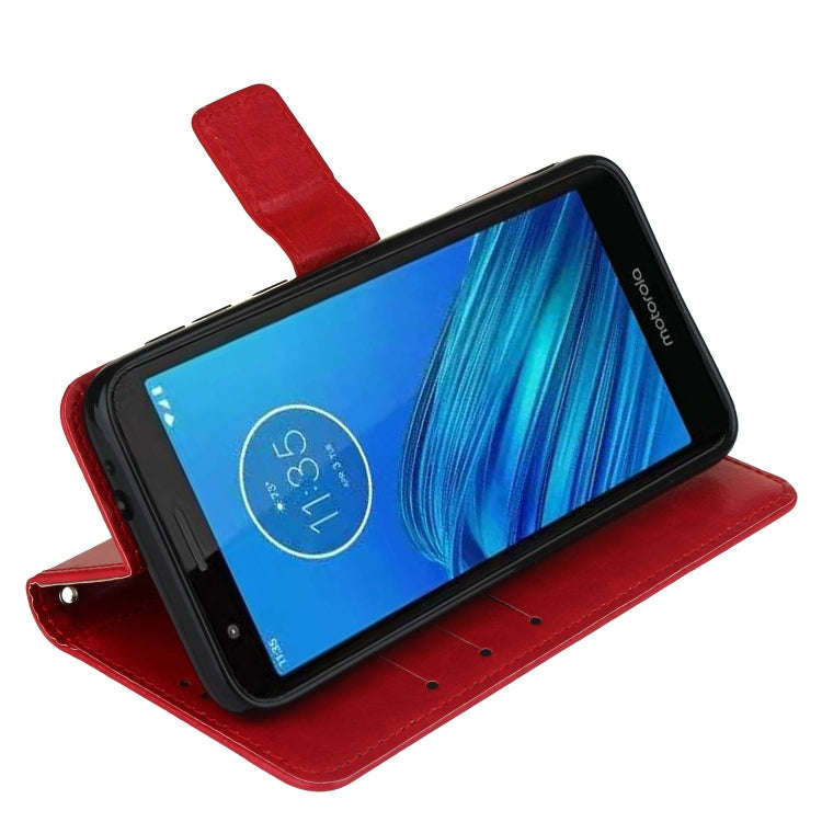 Retro Crazy Horse Texture Horizontal Flip Leather Case for Motorola Moto E6 , with Holder & Card ...