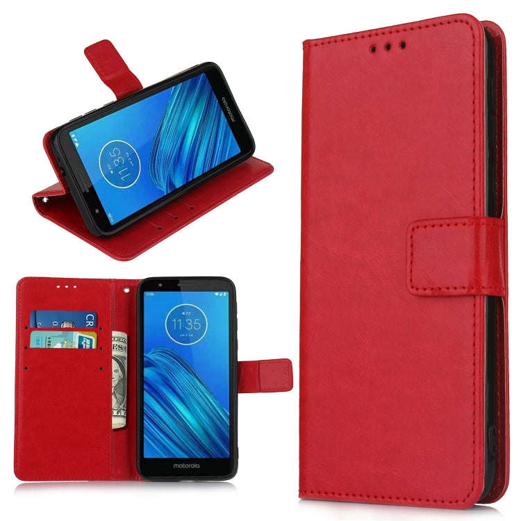 Retro Crazy Horse Texture Horizontal Flip Leather Case for Motorola Moto E6 , with Holder & Card ...
