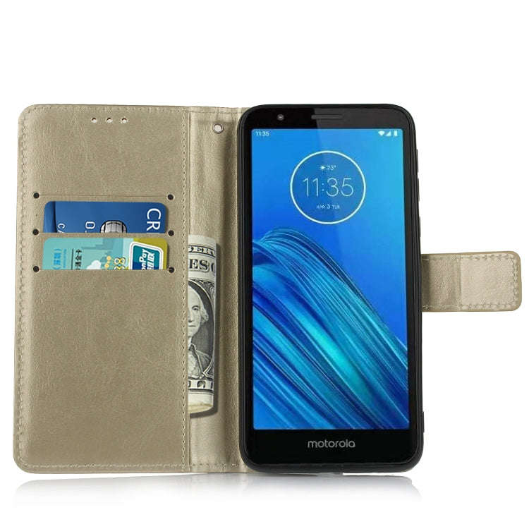 Retro Crazy Horse Texture Horizontal Flip Leather Case for Motorola Moto E6 , with Holder & Card ...