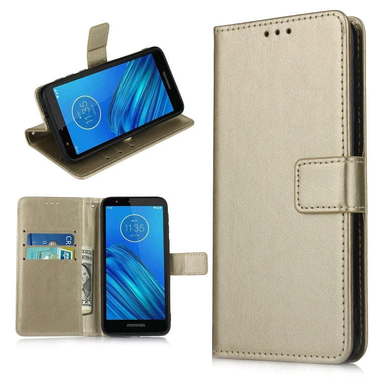 Retro Crazy Horse Texture Horizontal Flip Leather Case for Motorola Moto E6 , with Holder & Card ...