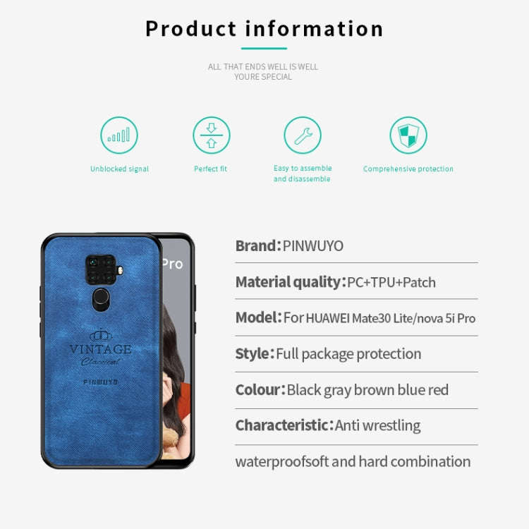 PINWUYO Shockproof Waterproof Full Coverage PC + TPU + Skin Protective Case for Huawei Nova 5i Pr...