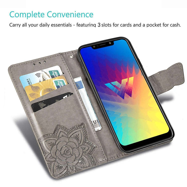 Butterfly Love Flowers Embossing Horizontal Flip Leather Case For LG W10 with Holder & Card Slots...