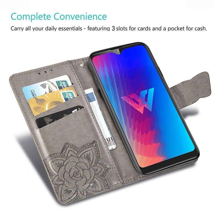 Butterfly Love Flowers Embossing Horizontal Flip Leather Case For LG W30  with Holder & Card Slot...