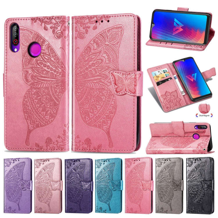 Butterfly Love Flowers Embossing Horizontal Flip Leather Case For LG W30  with Holder & Card Slot...