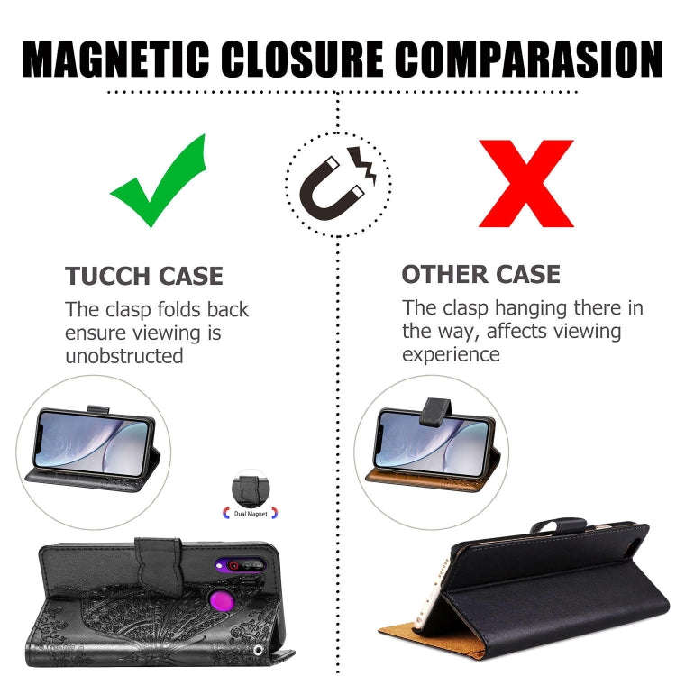 Butterfly Love Flowers Embossing Horizontal Flip Leather Case For LG W30  with Holder & Card Slot...