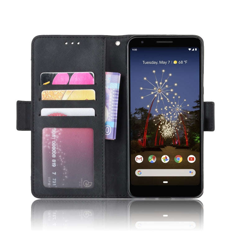 Wallet Style Skin Feel Calf Pattern Leather Case For Google Pixel 3a ,with Separate Card Slot(Black)
