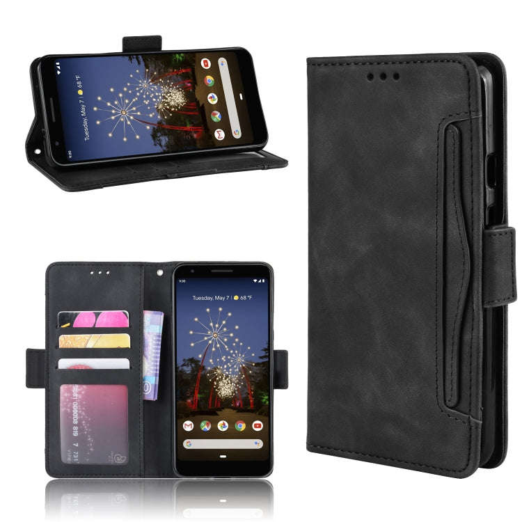 Wallet Style Skin Feel Calf Pattern Leather Case For Google Pixel 3a ,with Separate Card Slot(Black)