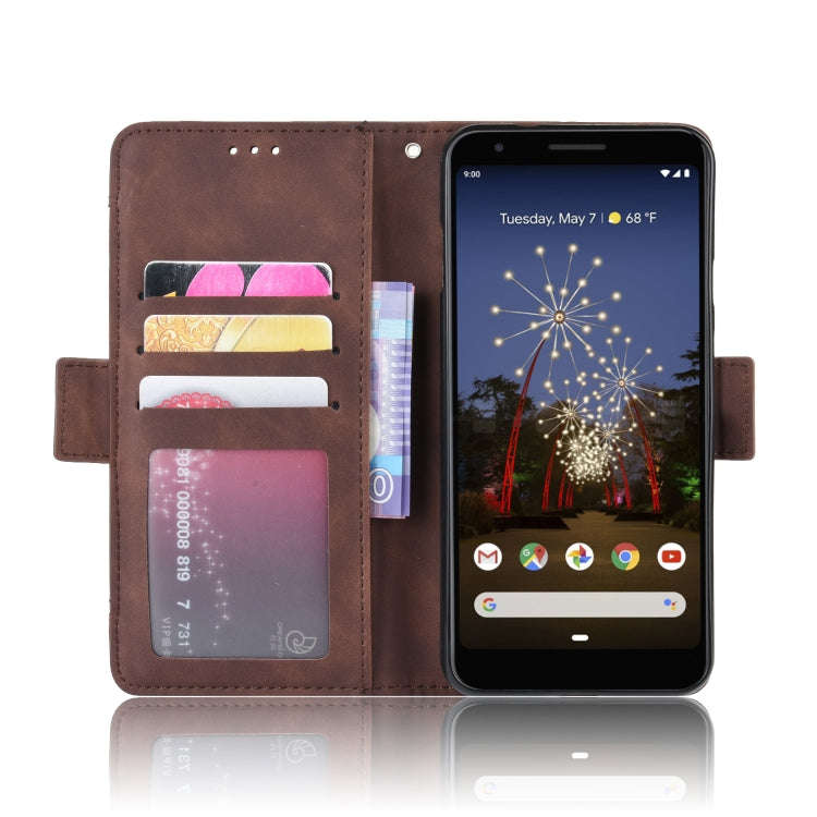Wallet Style Skin Feel Calf Pattern Leather Case For Google Pixel 3a ,with Separate Card Slot(Brown)