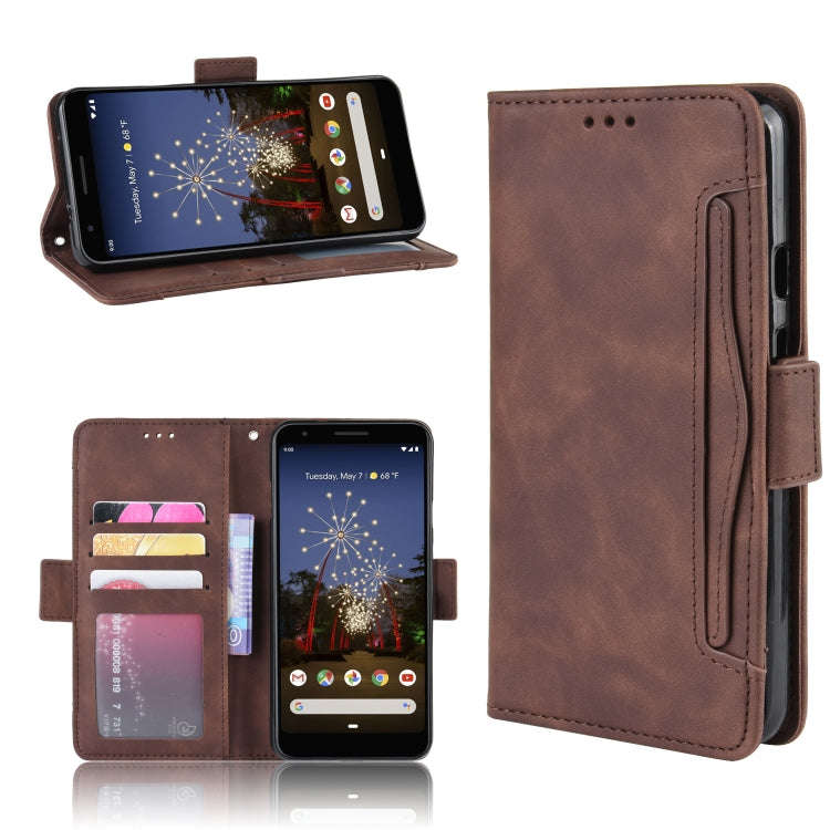 Wallet Style Skin Feel Calf Pattern Leather Case For Google Pixel 3a ,with Separate Card Slot(Brown)