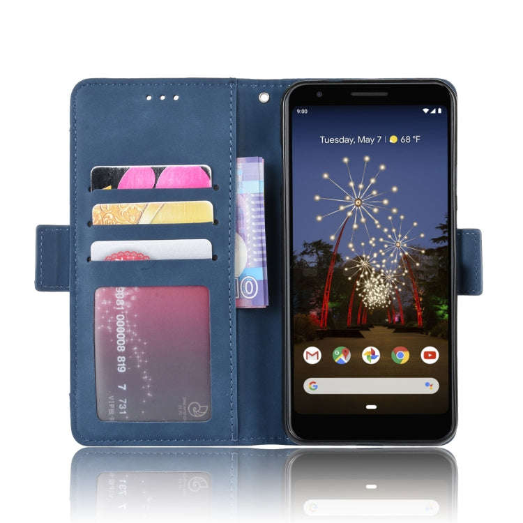 Wallet Style Skin Feel Calf Pattern Leather Case For Google Pixel 3a ,with Separate Card Slot(Blue)