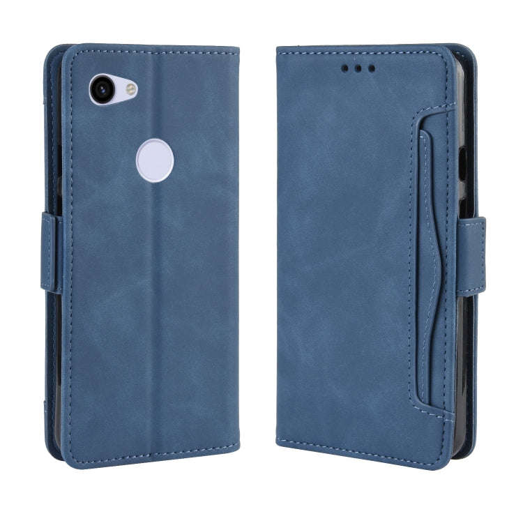 Wallet Style Skin Feel Calf Pattern Leather Case For Google Pixel 3a ,with Separate Card Slot(Blue)