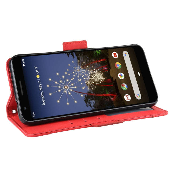 Wallet Style Skin Feel Calf Pattern Leather Case For Google Pixel 3a ,with Separate Card Slot(Red)