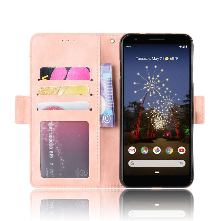Wallet Style Skin Feel Calf Pattern Leather Case For Google Pixel 3a ,with Separate Card Slot(Pink)