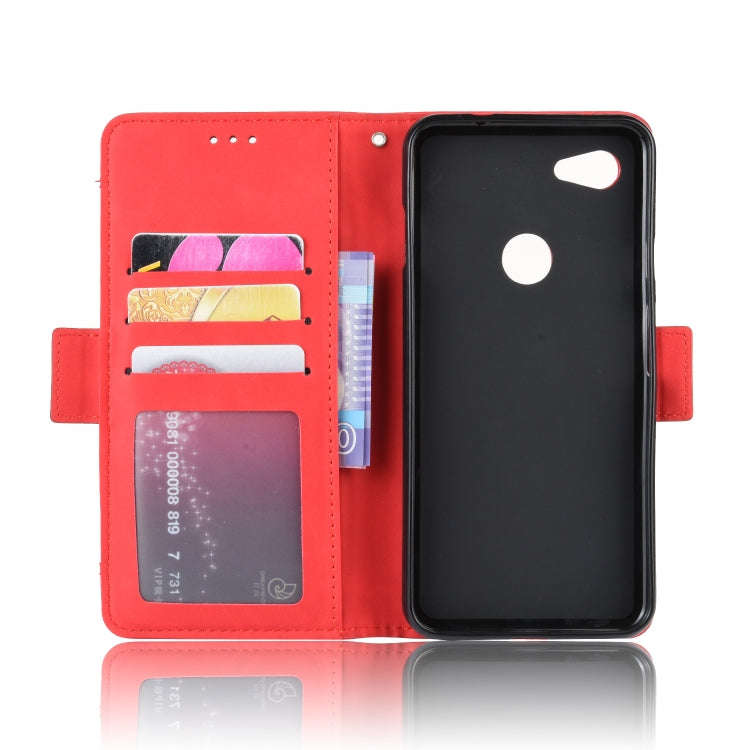 Wallet Style Skin Feel Calf Pattern Leather Case For Google Pixel 3a XL,with Separate Card Slot(Red)