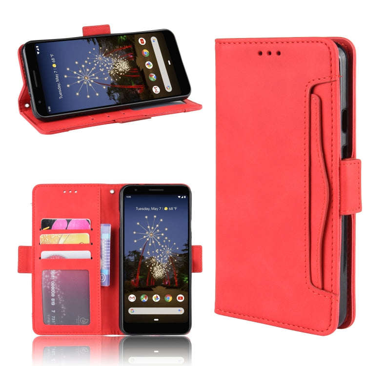 Wallet Style Skin Feel Calf Pattern Leather Case For Google Pixel 3a XL,with Separate Card Slot(Red)