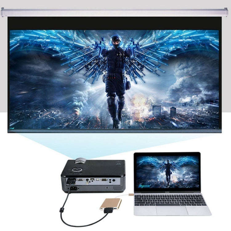 USB Type C to VGA 3-in-1 Hub Adapter supports USB Type C tablets and laptops for Macbook Pro / Go...