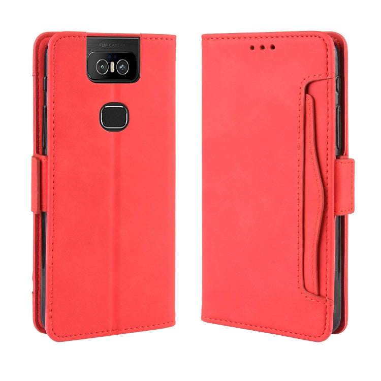 Wallet Style Skin Feel Calf Pattern Leather Case For Asus Zenfone 6 ZS630KL,with Separate Card Sl...