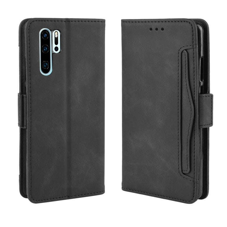 Wallet Style Skin Feel Calf Pattern Leather Case For Huawei P30 Pro,with Separate Card Slot(Black)