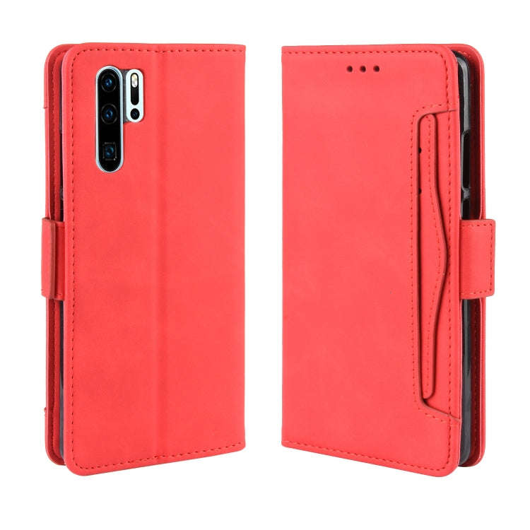 Wallet Style Skin Feel Calf Pattern Leather Case For Huawei P30 Pro,with Separate Card Slot(Red)