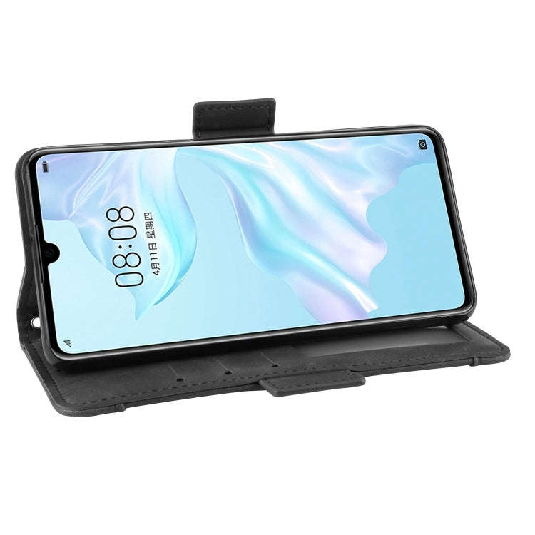Wallet Style Skin Feel Calf Pattern Leather Case For Huawei P30,with Separate Card Slot(Black)