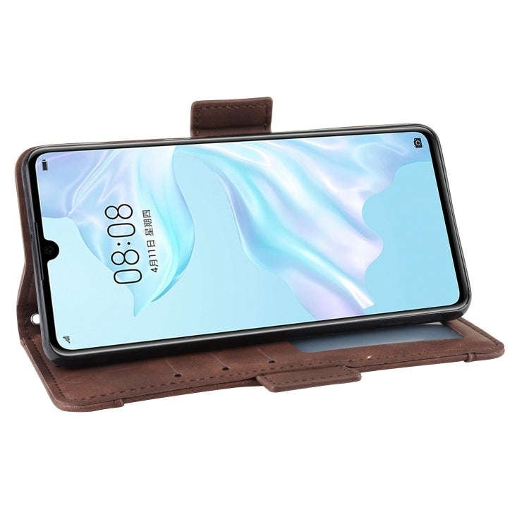 Wallet Style Skin Feel Calf Pattern Leather Case For Huawei P30,with Separate Card Slot(Brown)