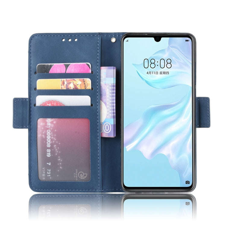 Wallet Style Skin Feel Calf Pattern Leather Case For Huawei P30,with Separate Card Slot(Blue)