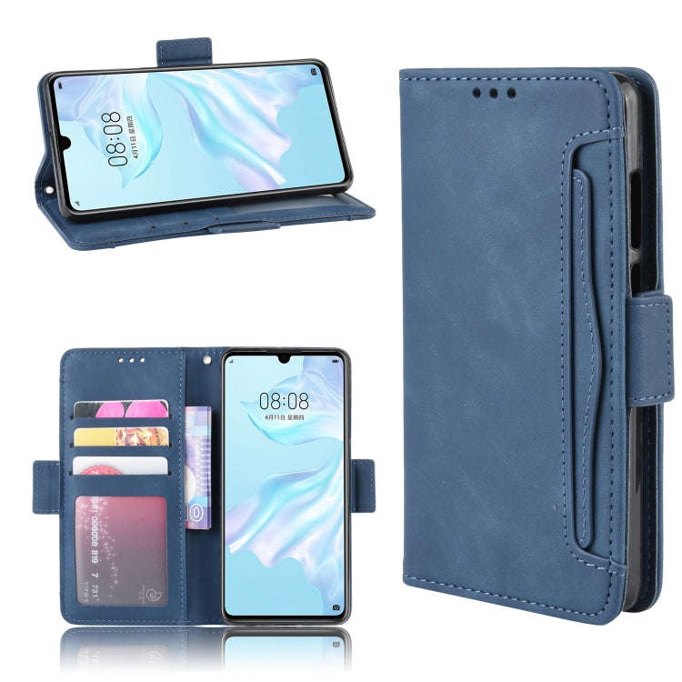 Wallet Style Skin Feel Calf Pattern Leather Case For Huawei P30,with Separate Card Slot(Blue)