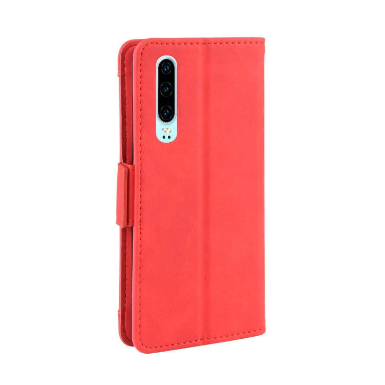 Wallet Style Skin Feel Calf Pattern Leather Case For Huawei P30,with Separate Card Slot(Red)