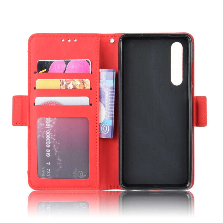 Wallet Style Skin Feel Calf Pattern Leather Case For Huawei P30,with Separate Card Slot(Red)