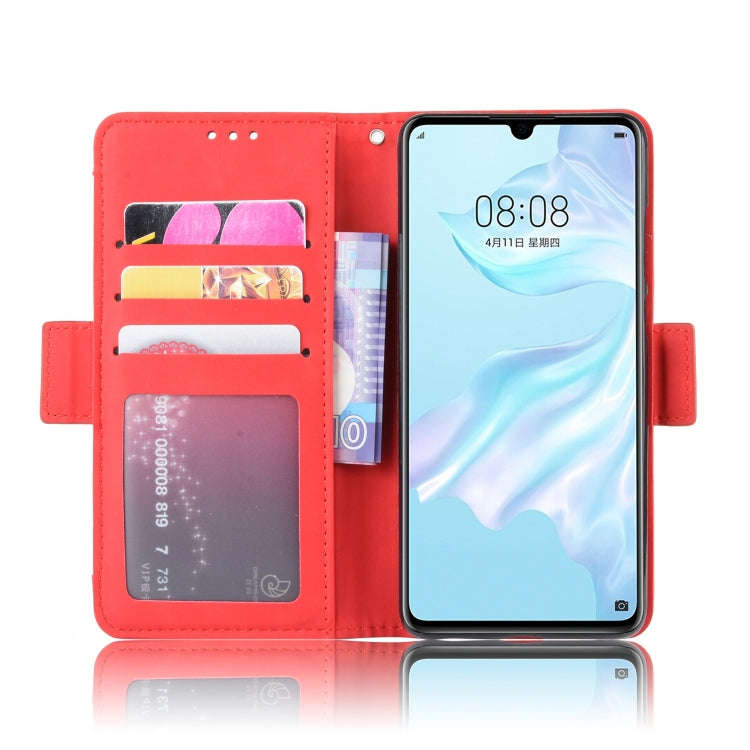 Wallet Style Skin Feel Calf Pattern Leather Case For Huawei P30,with Separate Card Slot(Red)