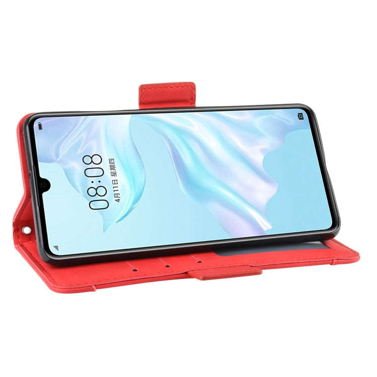 Wallet Style Skin Feel Calf Pattern Leather Case For Huawei P30,with Separate Card Slot(Red)