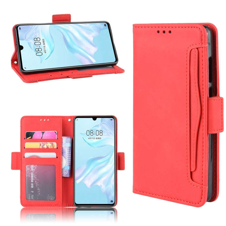 Wallet Style Skin Feel Calf Pattern Leather Case For Huawei P30,with Separate Card Slot(Red)