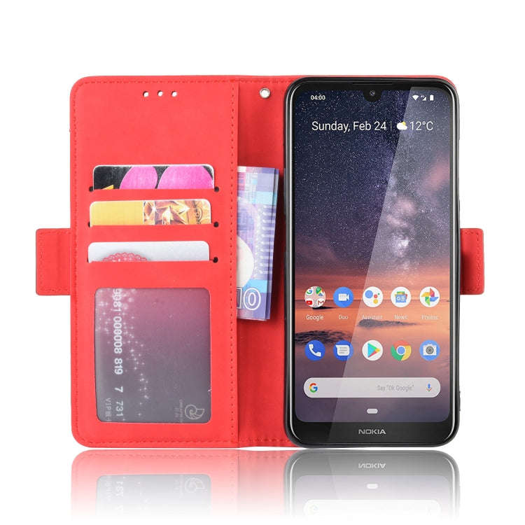 Wallet Style Skin Feel Calf Pattern Leather Case For Nokia 3.2,with Separate Card Slot(Red)