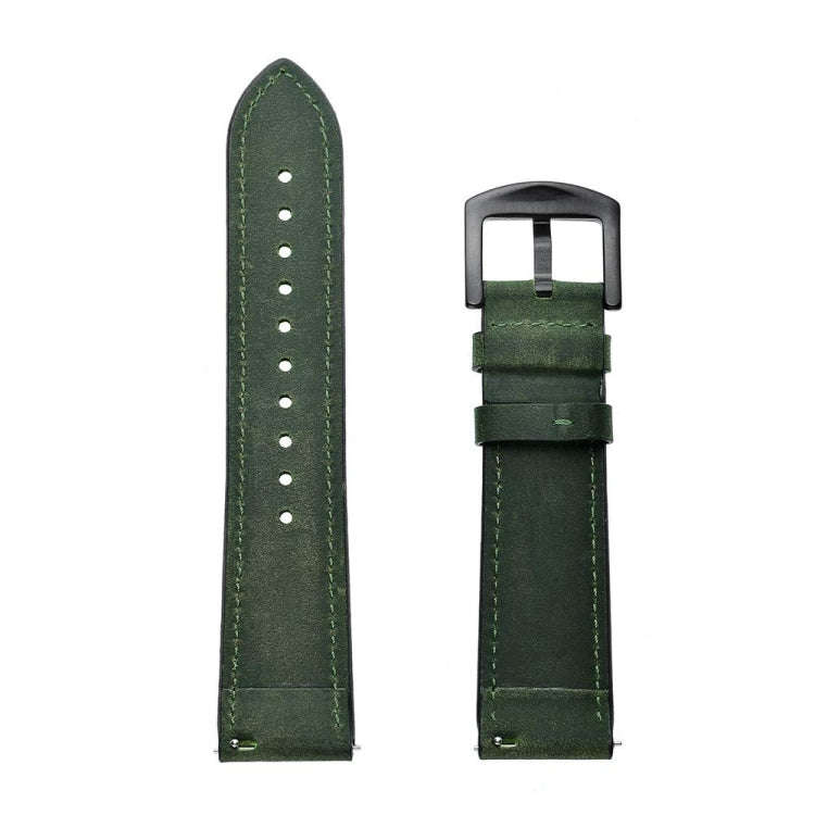 For Samsung Galaxy Watch Active 2 22mm Leather Eyelet Sport Watch Band(Army Green)