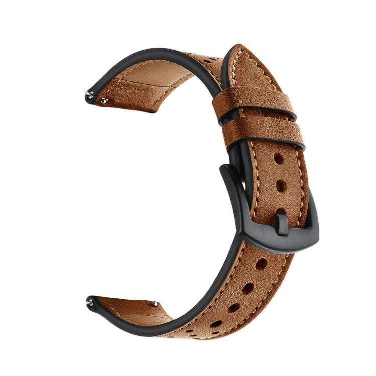 For Samsung Galaxy Watch Active 2 22mm Leather Eyelet Sport Watch Band(Brown)