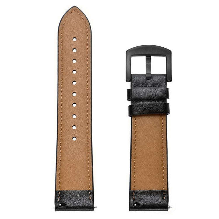 For Samsung Galaxy Watch Active 20mm Leather Eyelet Sport Watch Band(Black)
