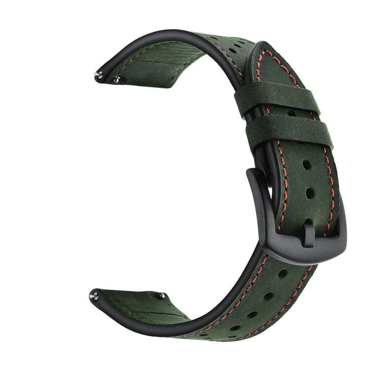 For Samsung Galaxy Watch Active 20mm Leather Eyelet Sport Watch Band(Army Green)