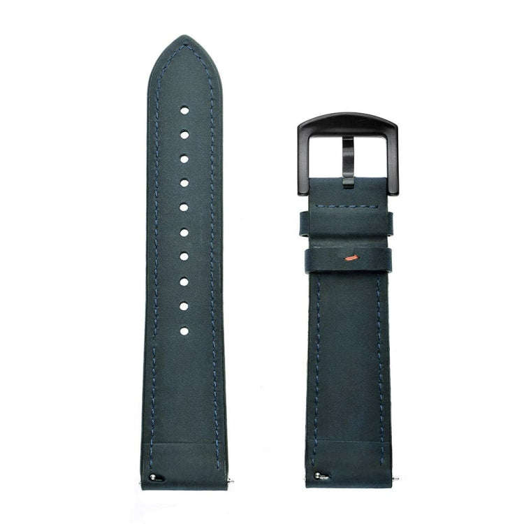 For Samsung Galaxy Watch Active 20mm Leather Eyelet Sport Watch Band(Dark Blue)