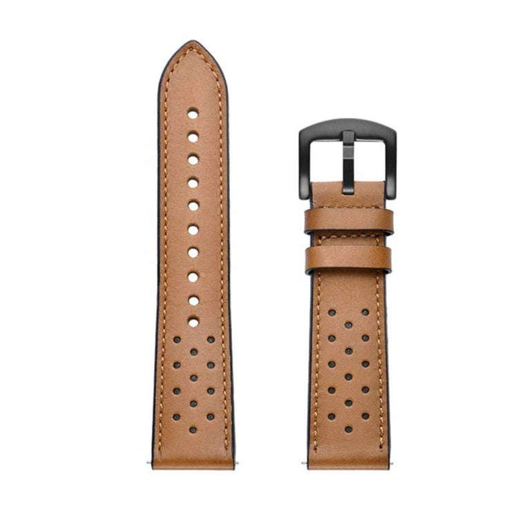 For Samsung Galaxy Watch Active 20mm Leather Eyelet Sport Watch Band(Brown)