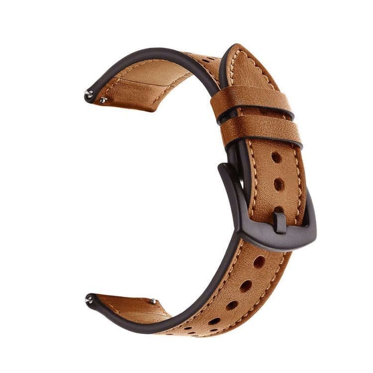 For Samsung Galaxy Watch Active 20mm Leather Eyelet Sport Watch Band(Brown)