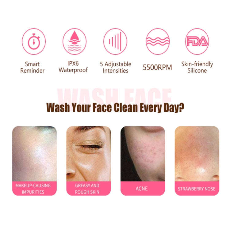 2 in 1 Electric Facial Cleansing Brush Waterproof face Skin   Cleansing Massager Silicone Vibrati...