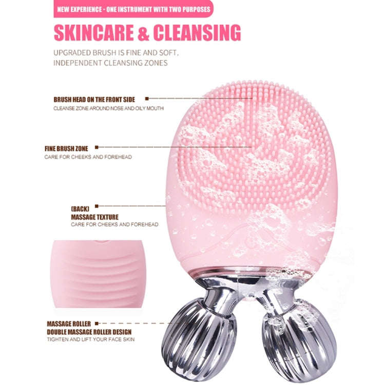 2 in 1 Electric Facial Cleansing Brush Waterproof face Skin   Cleansing Massager Silicone Vibrati...