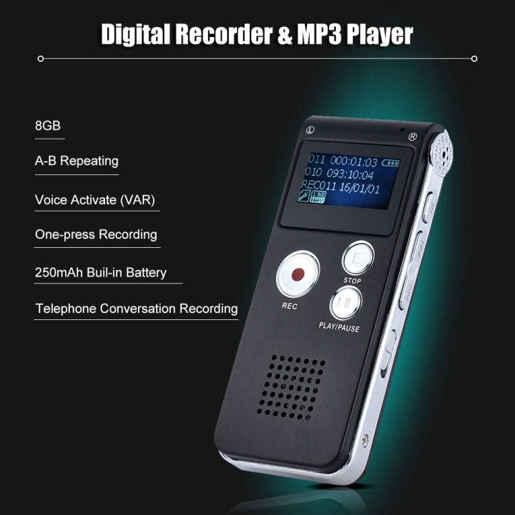SK-012 8GB Voice Recorder USB Professional Dictaphone  Digital Audio With WAV MP3 Player VAR   Fu...