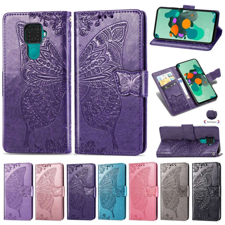 For Huawei Mate 30 Lite / Nova 5i Pro Butterfly Love Flowers Embossing Horizontal Flip Leather Ca...